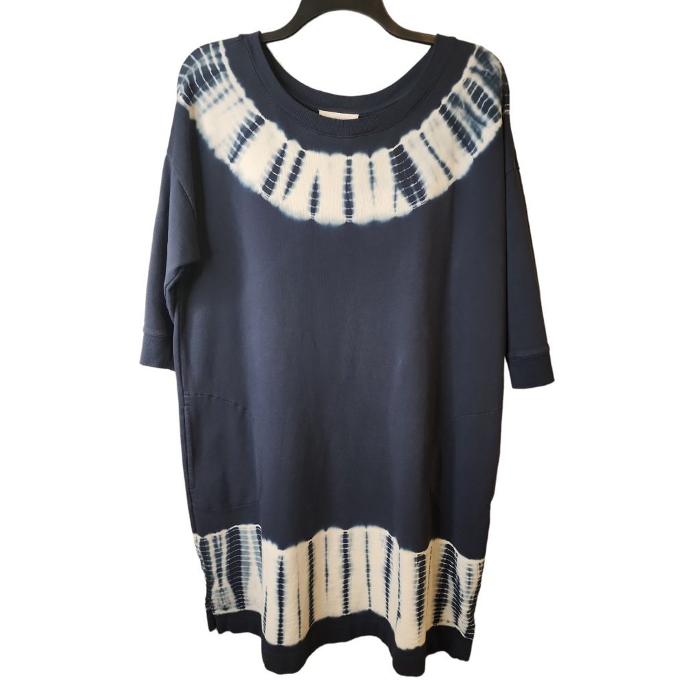 J. Jill Indigo and Cream Patterned Midi Dress